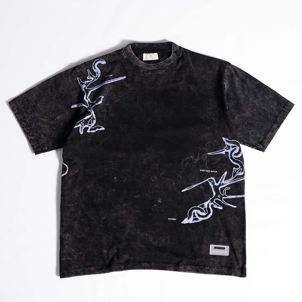 SIXSTREET Tee Roots 001 Washing Black